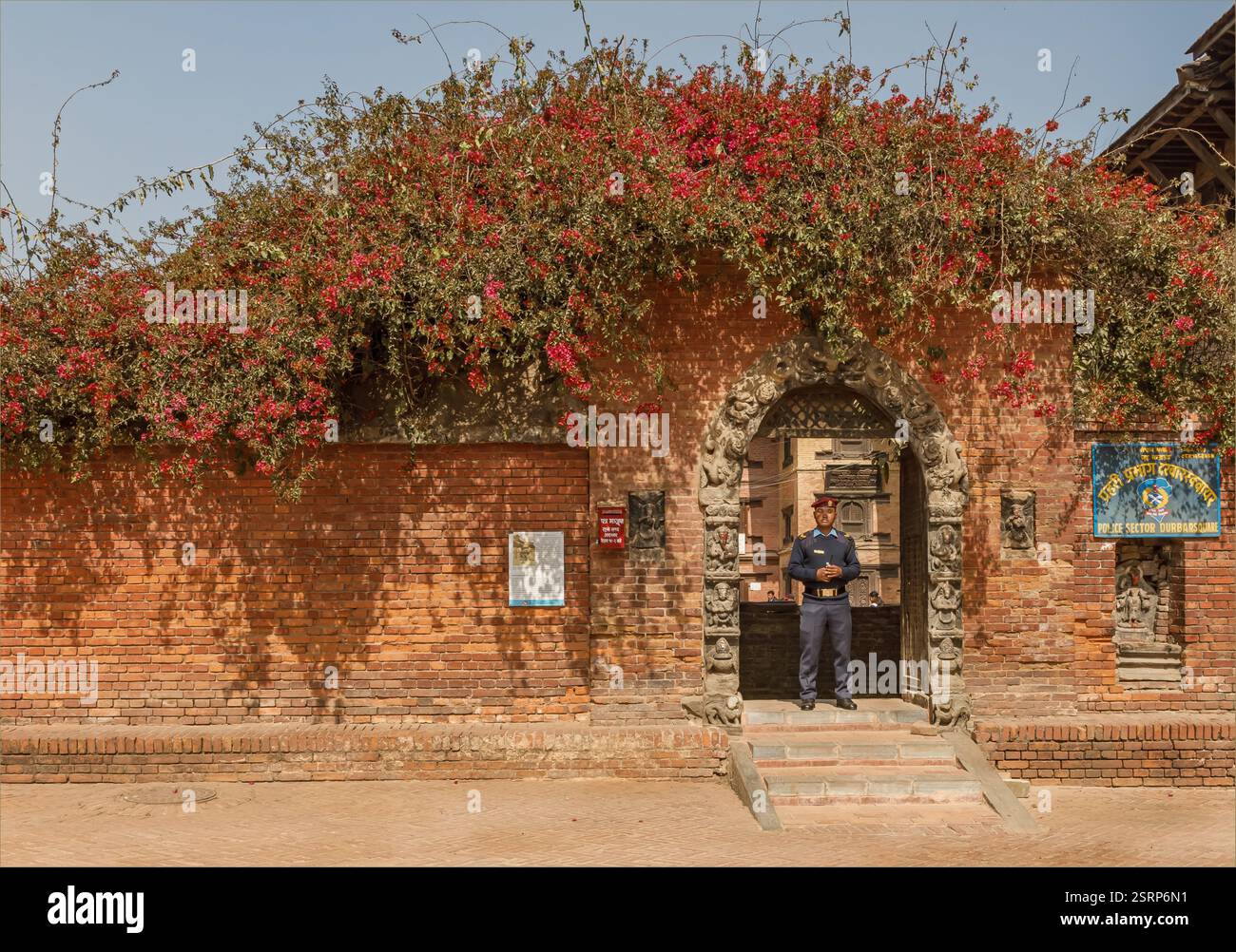 Dunbar Square, Kathmandu, Nepal - February 10th 2025 - The archway leading to the Police Sector training school in Dunbar Square Kathmandu Stock Photo