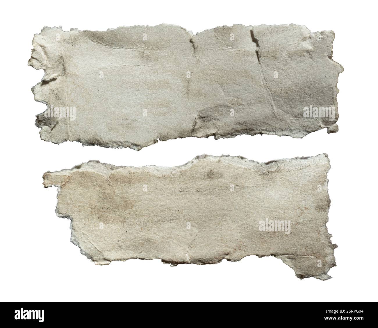Torn old paper texture on white background with clipping path Stock Photo