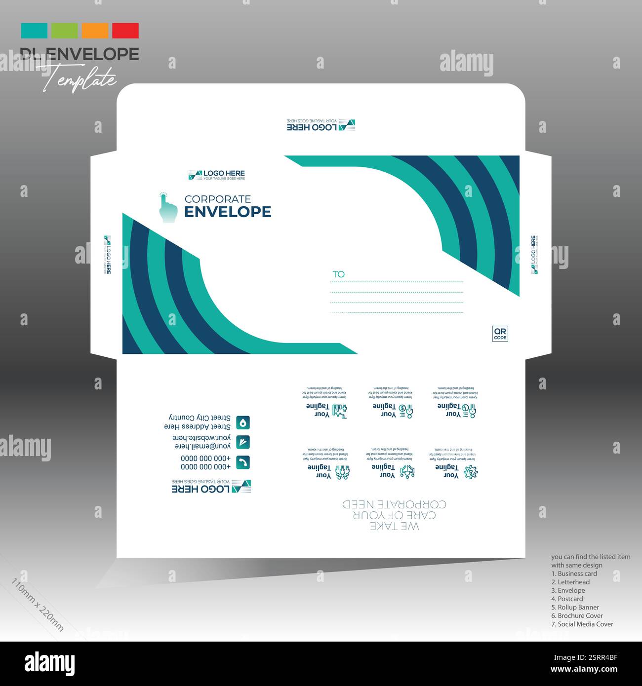 4 colored vector made envelope design for corporate and any best ...