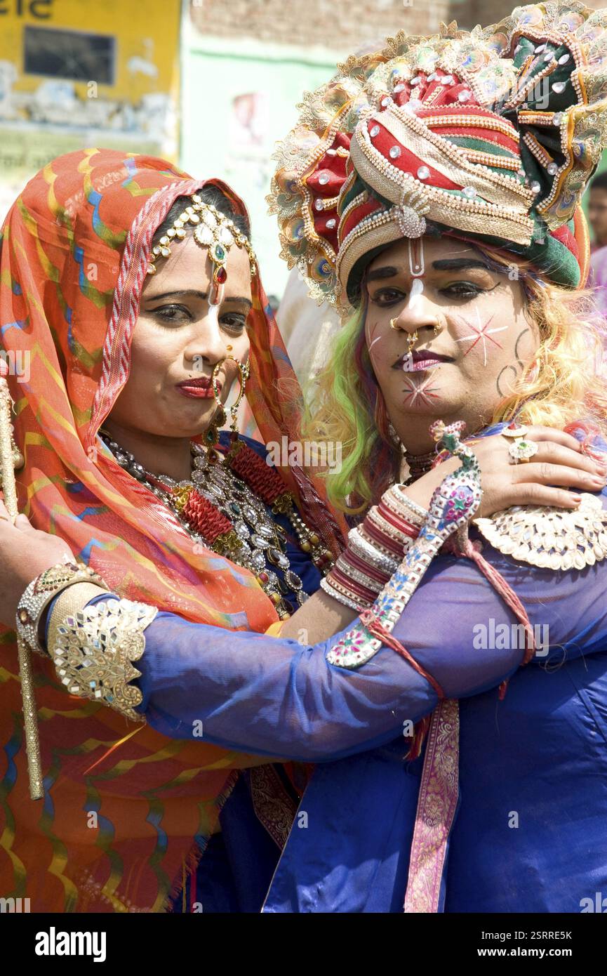 Radha Rani Mathura Devotees dressed up as radha krishna, mathura, uttar pradesh, india ...