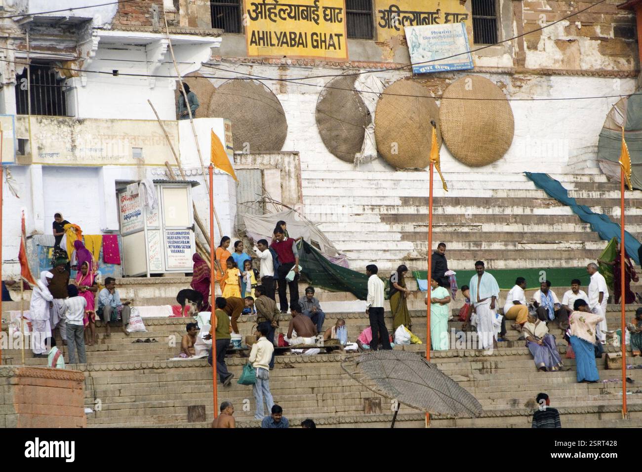 Ahilyabai ghat, Benares Varanasi, Uttar Pradesh, India, Asia Stock Photo