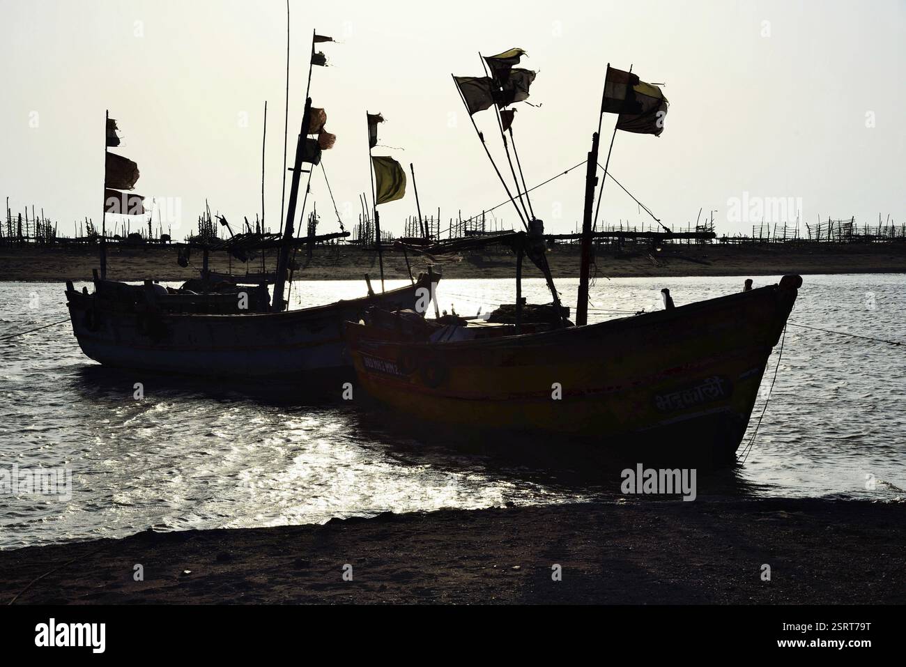 Fishing Boats, Umarsadi Beach, Valsad, Gujarat, India, Asia Stock Photo ...