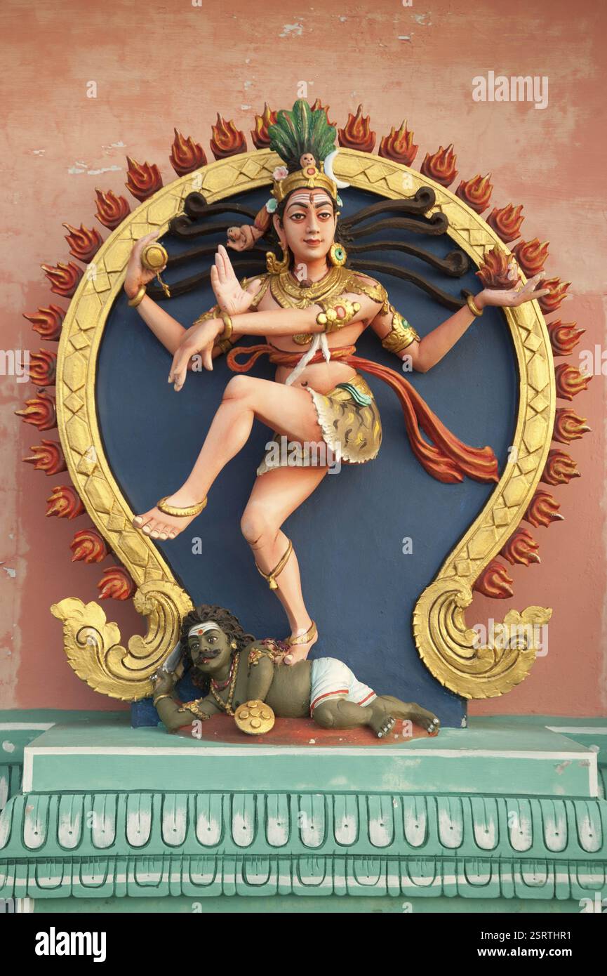 Figuur Shiva Nataraja Messing Hoogte 21 cm Koper Geel Sculptuur Standbeeld Hindoeïsme Boeddhisme Indiase kunsthandwerk
