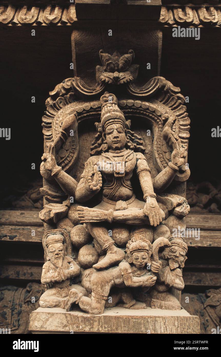 Teak Chariot Carving Of Kali - 18th Century Teak Chariot Carving Of Kali - 18th Century