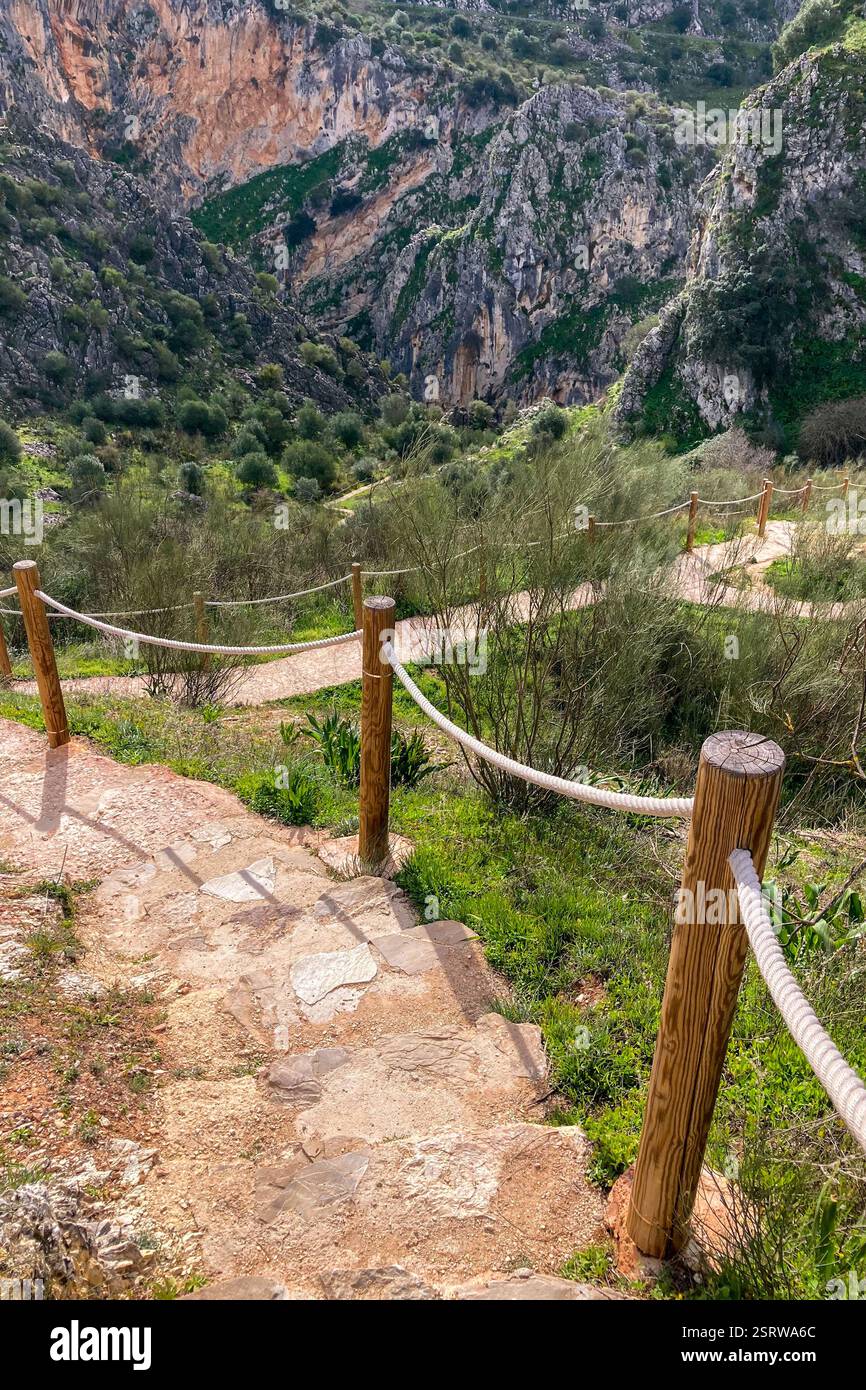 Hiking to Montejaque dam (Presa de Montejaque) and Hundidero cave (Cueva del Hundidero) in the province of Malaga, Andalusia, Spain - Smartphone Captured Stock Image