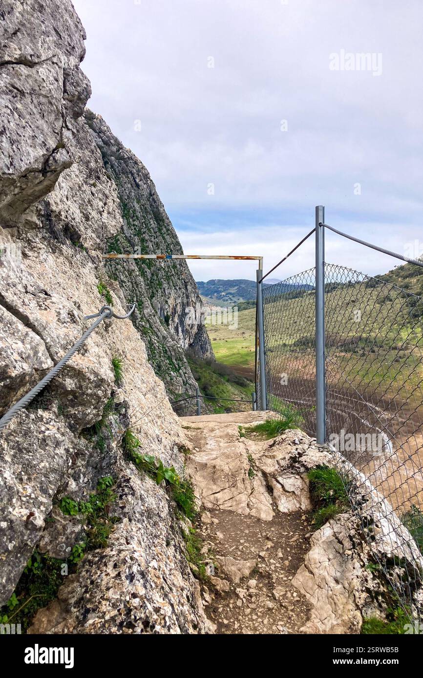 Hiking to Montejaque dam (Presa de Montejaque) and Hundidero cave (Cueva del Hundidero) in the province of Malaga, Andalusia, Spain - Smartphone Captured Stock Image