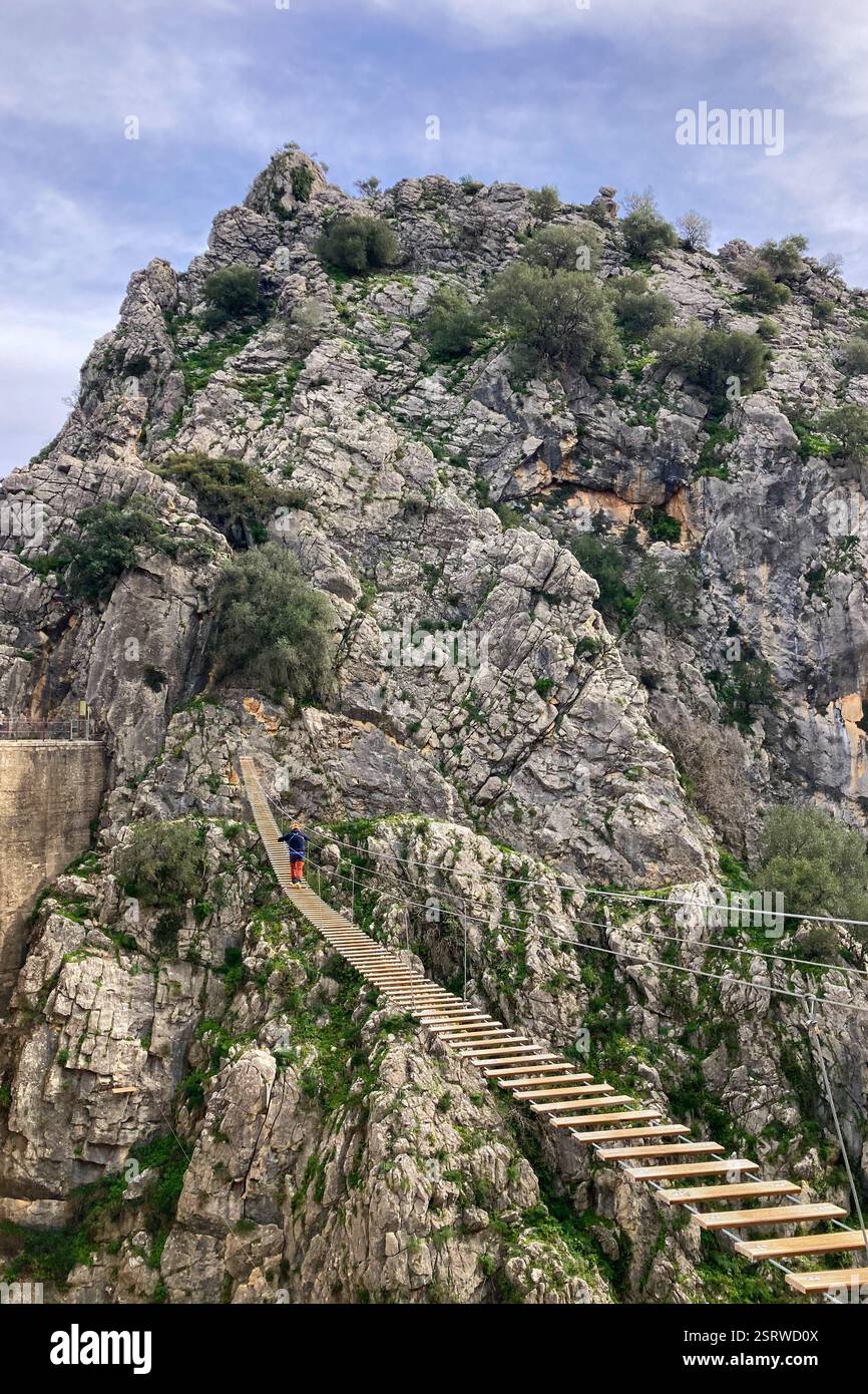 Hiking to Montejaque dam (Presa de Montejaque) and Hundidero cave (Cueva del Hundidero) in the province of Malaga, Andalusia, Spain - Smartphone Captured Stock Image