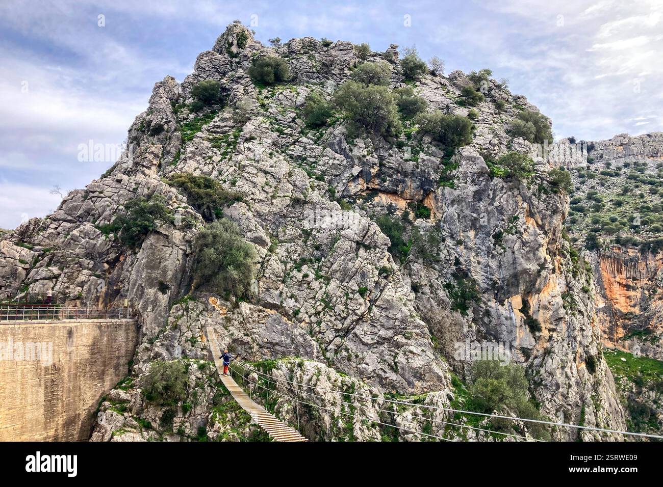 Hiking to Montejaque dam (Presa de Montejaque) and Hundidero cave (Cueva del Hundidero) in the province of Malaga, Andalusia, Spain - Smartphone Captured Stock Image
