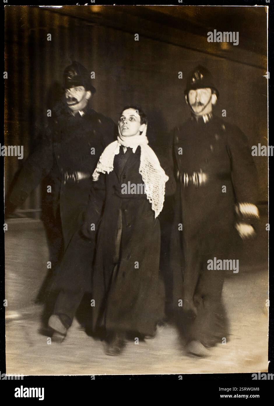 Arrest of a suffragette on Black Friday, London November 18,  1910.  Archive women's vote photograph Stock Photo