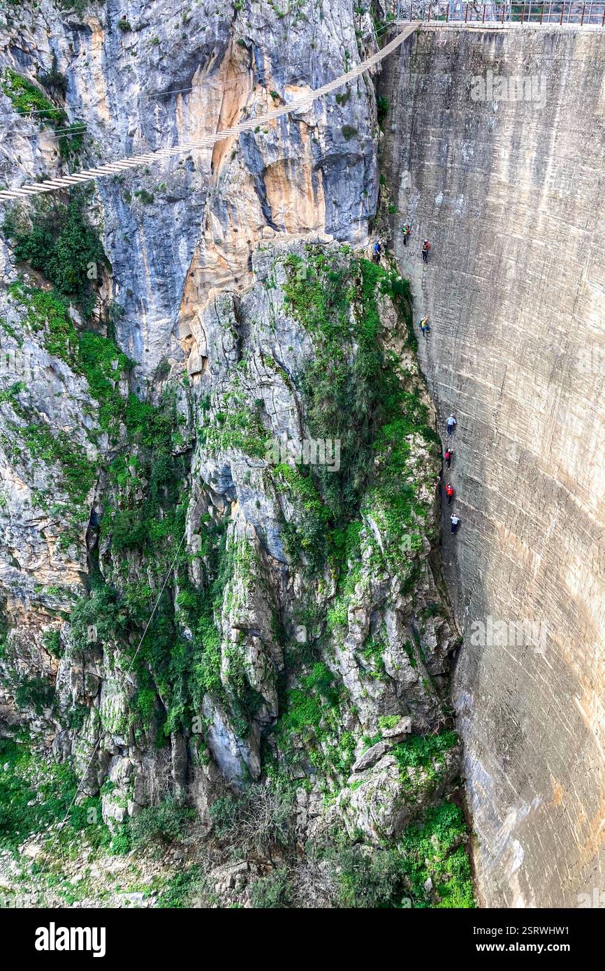 Hiking to Montejaque dam (Presa de Montejaque) and Hundidero cave (Cueva del Hundidero) in the province of Malaga, Andalusia, Spain - Smartphone Captured Stock Image