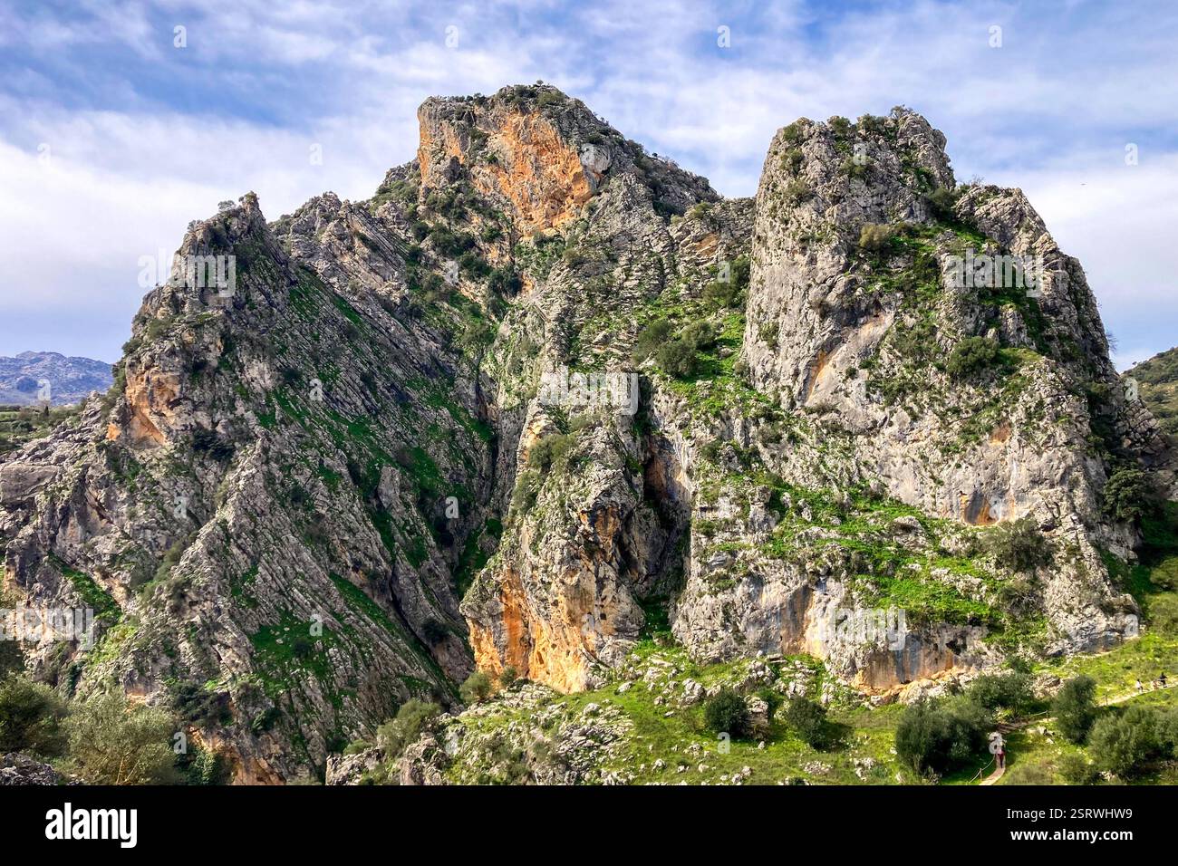 Hiking to Montejaque dam (Presa de Montejaque) and Hundidero cave (Cueva del Hundidero) in the province of Malaga, Andalusia, Spain - Smartphone Captured Stock Image