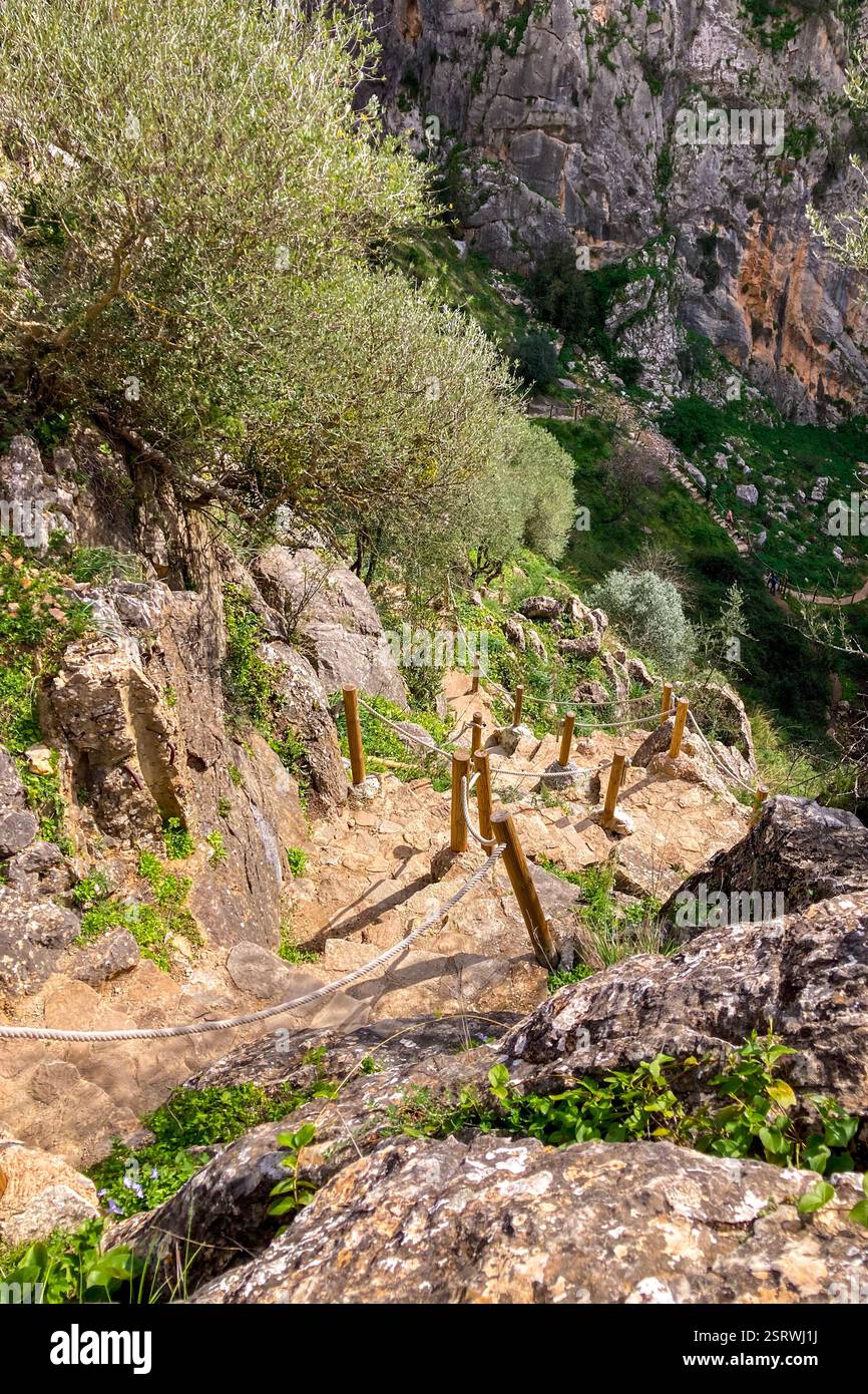 Hiking to Montejaque dam (Presa de Montejaque) and Hundidero cave (Cueva del Hundidero) in the province of Malaga, Andalusia, Spain - Smartphone Captured Stock Image