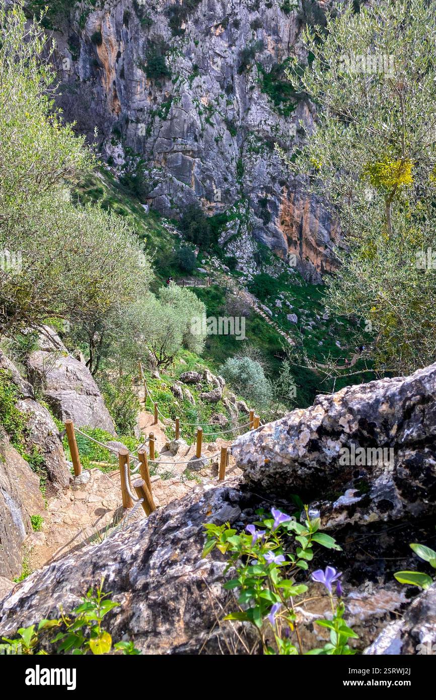 Hiking to Montejaque dam (Presa de Montejaque) and Hundidero cave (Cueva del Hundidero) in the province of Malaga, Andalusia, Spain - Smartphone Captured Stock Image