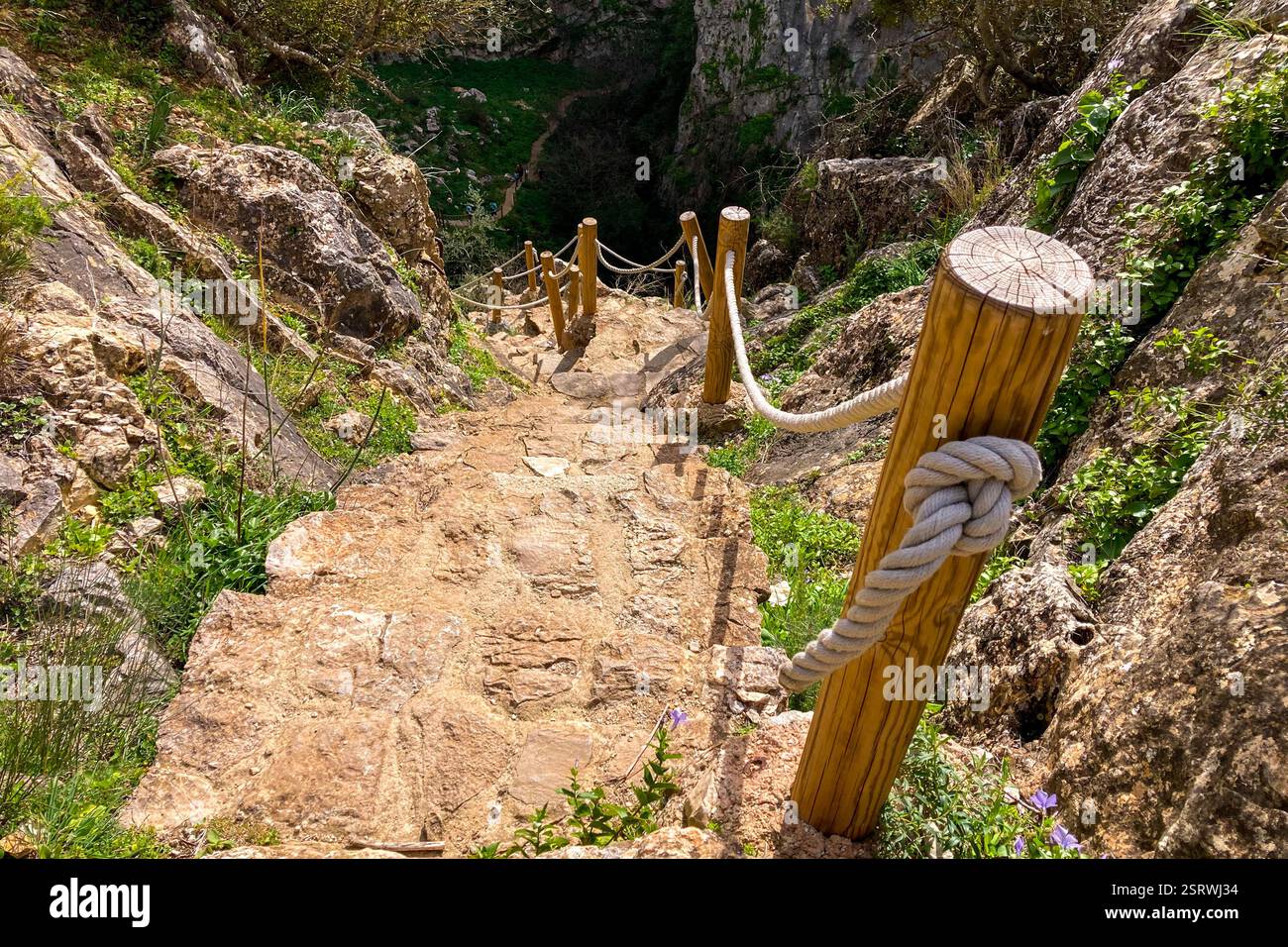 Hiking to Montejaque dam (Presa de Montejaque) and Hundidero cave (Cueva del Hundidero) in the province of Malaga, Andalusia, Spain - Smartphone Captured Stock Image