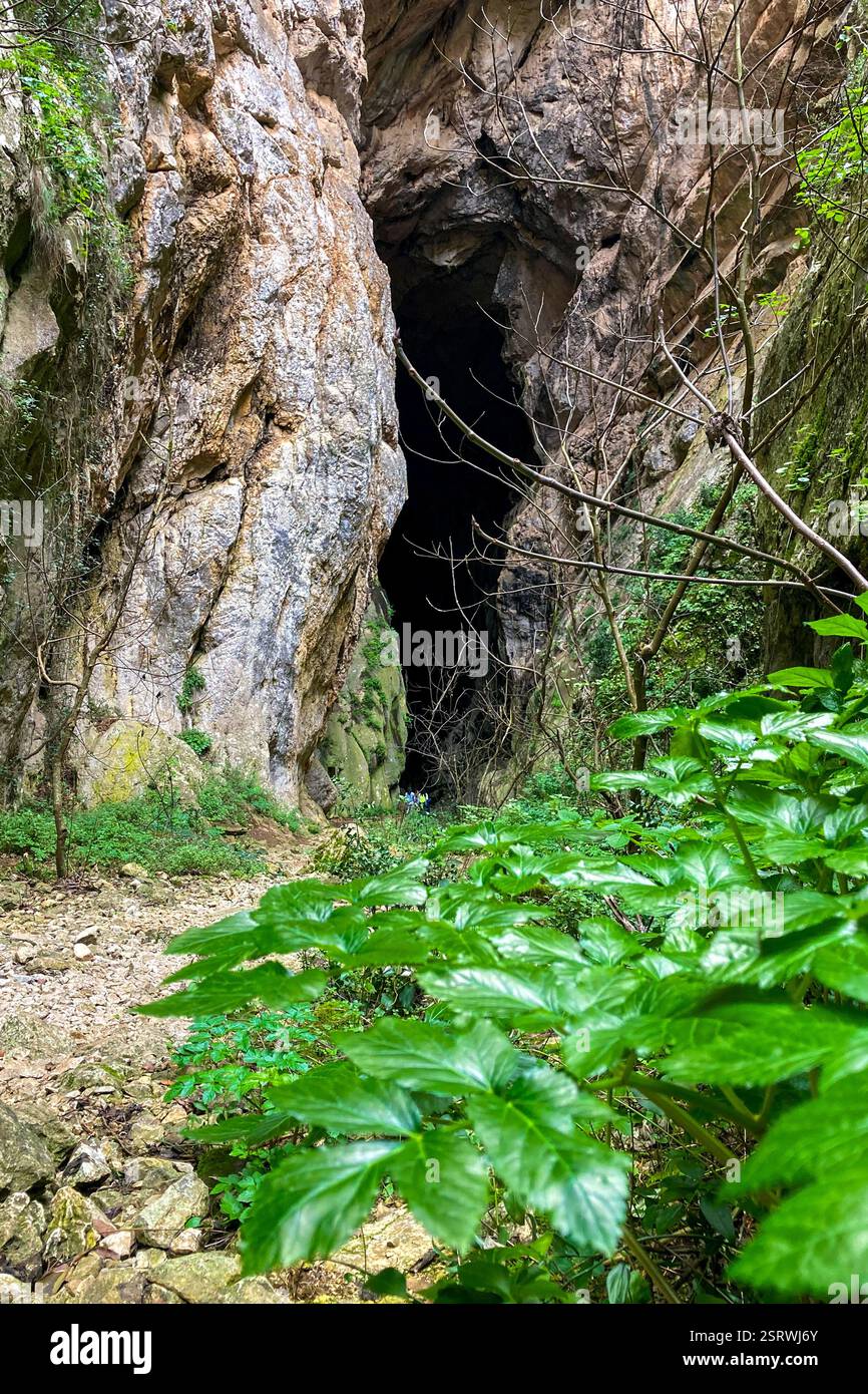 Hiking to Montejaque dam (Presa de Montejaque) and Hundidero cave (Cueva del Hundidero) in the province of Malaga, Andalusia, Spain - Smartphone Captured Stock Image