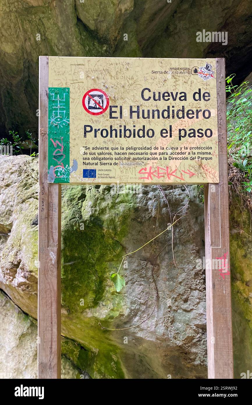 RONDA, SPAIN - FEBRUARY 15, 2025: Hiking to Montejaque dam (Presa de Montejaque) and Hundidero cave (Cueva del Hundidero) in the province of Malaga, A - Smartphone Captured Stock Image