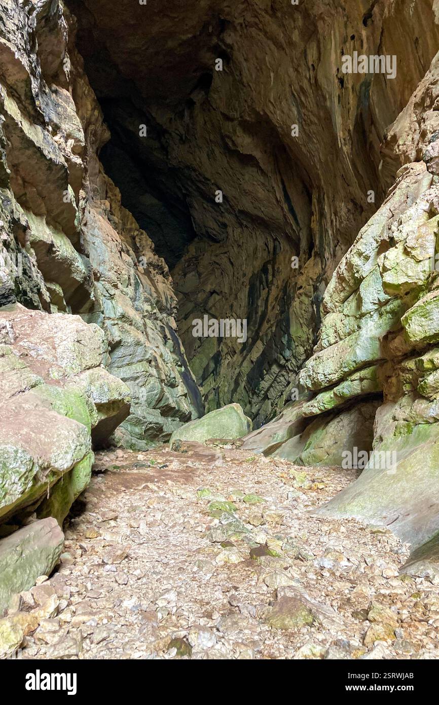 Hiking to Montejaque dam (Presa de Montejaque) and Hundidero cave (Cueva del Hundidero) in the province of Malaga, Andalusia, Spain - Smartphone Captured Stock Image