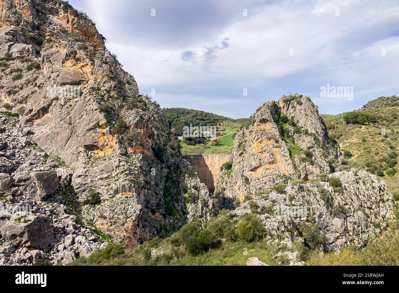 Hiking to Montejaque dam (Presa de Montejaque) and Hundidero cave (Cueva del Hundidero) in the province of Malaga, Andalusia, Spain - Smartphone Captured Stock Image