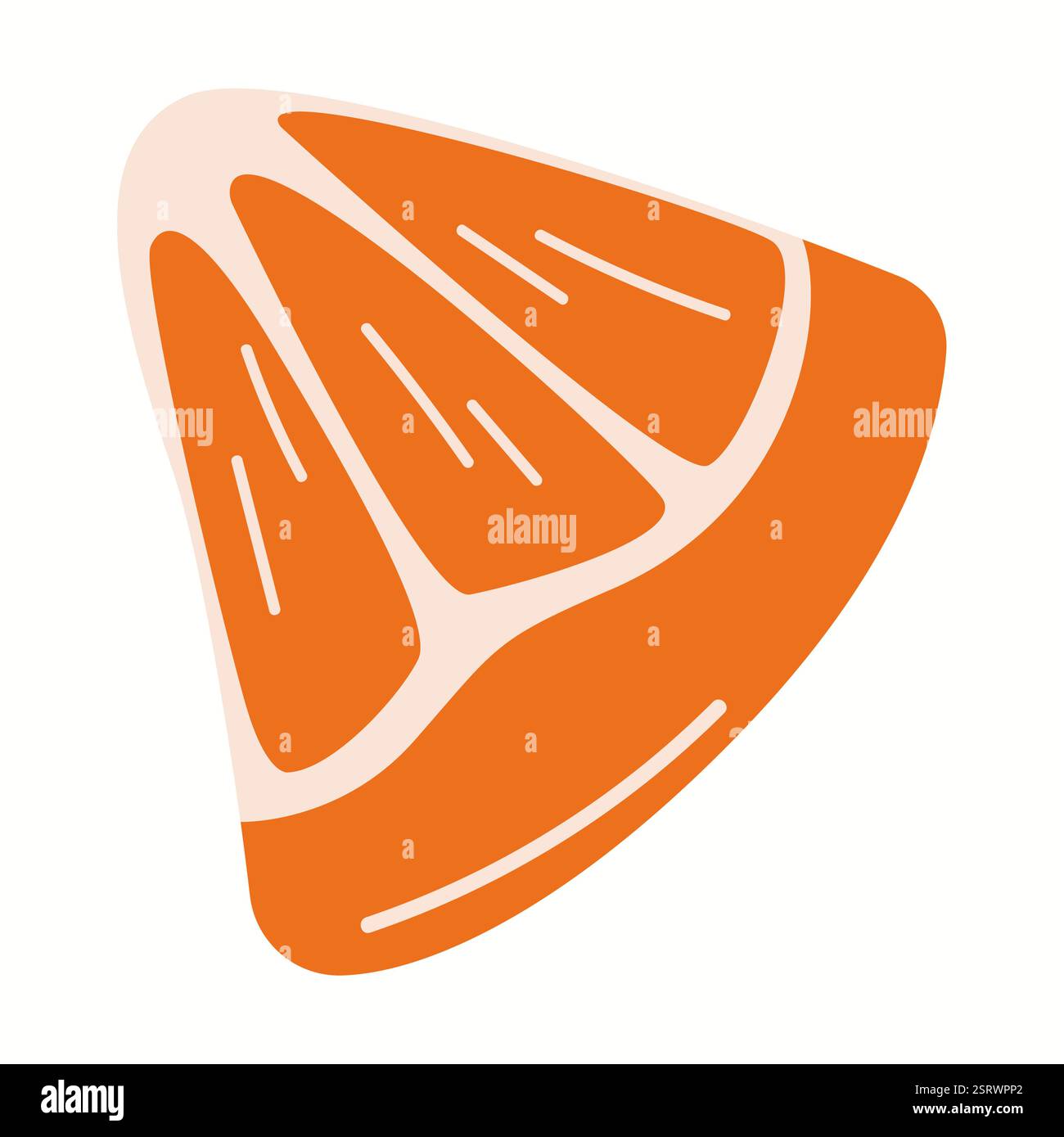 Flat illustration of a triangular orange fruit slice with a juicy ...