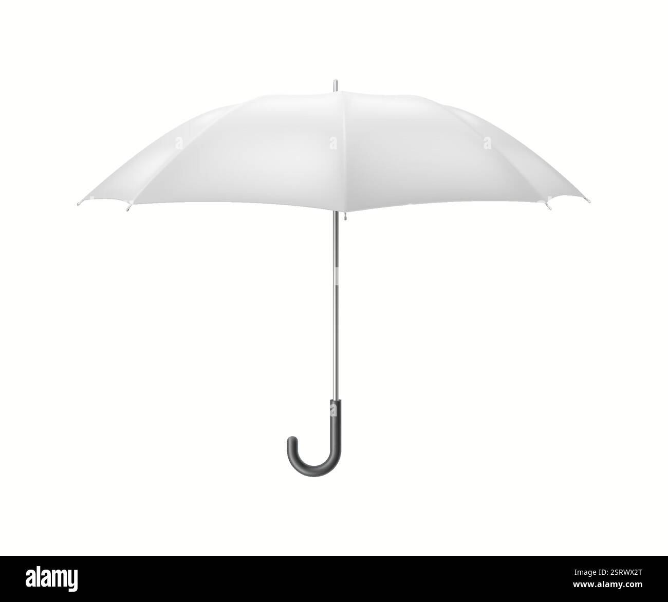 Classic mockup umbrella-cane open and ready for rain realistic vector illustration. Bad weather protection accessory 3d object on white background Stock Vector