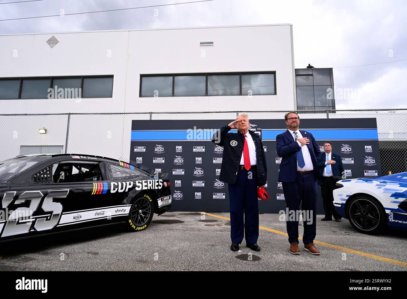 President Donald Trump attends the NASCAR Daytona 500 auto race at ...