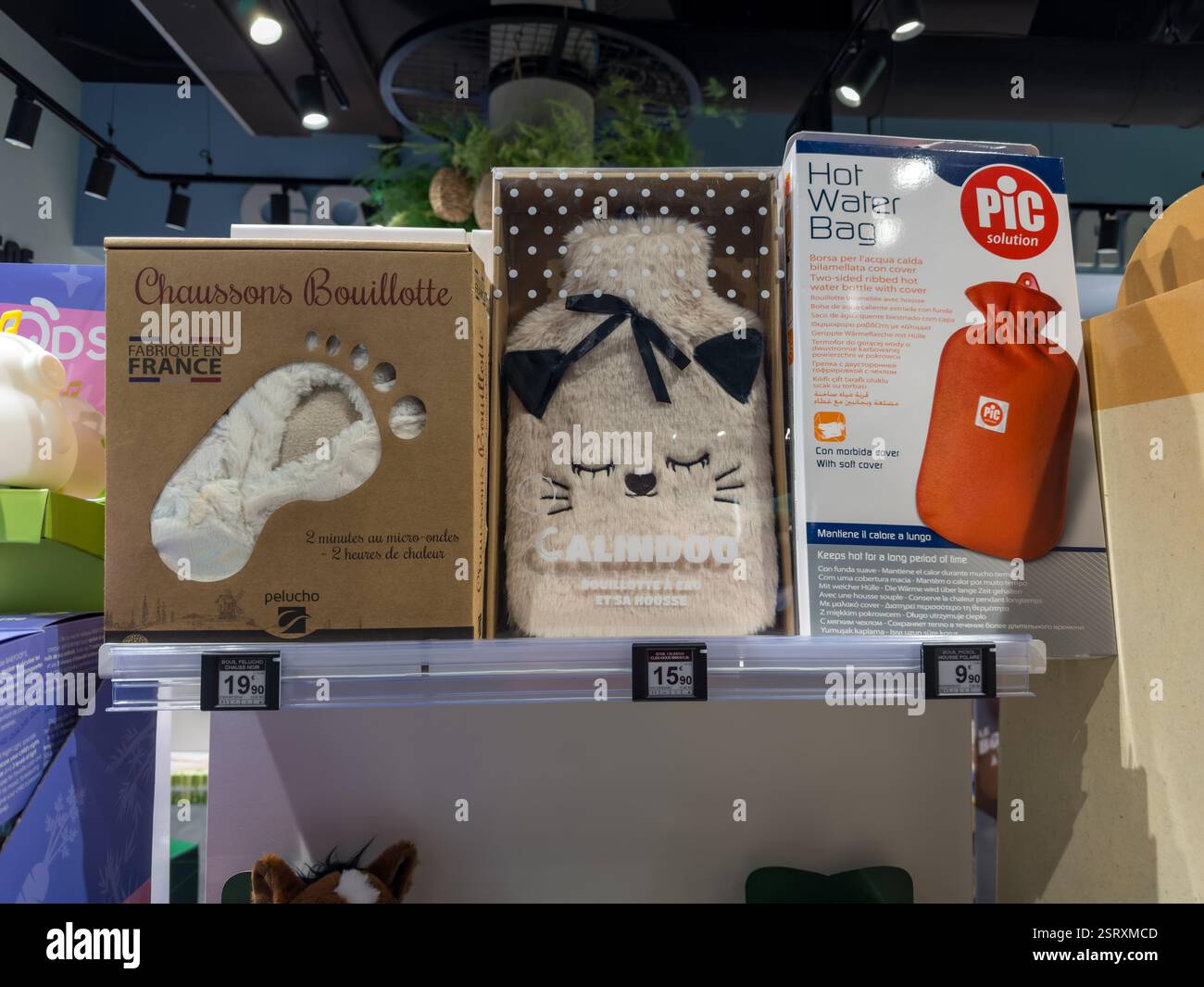 Cozy winter essentials on display in a trendy store setting Stock Photo ...