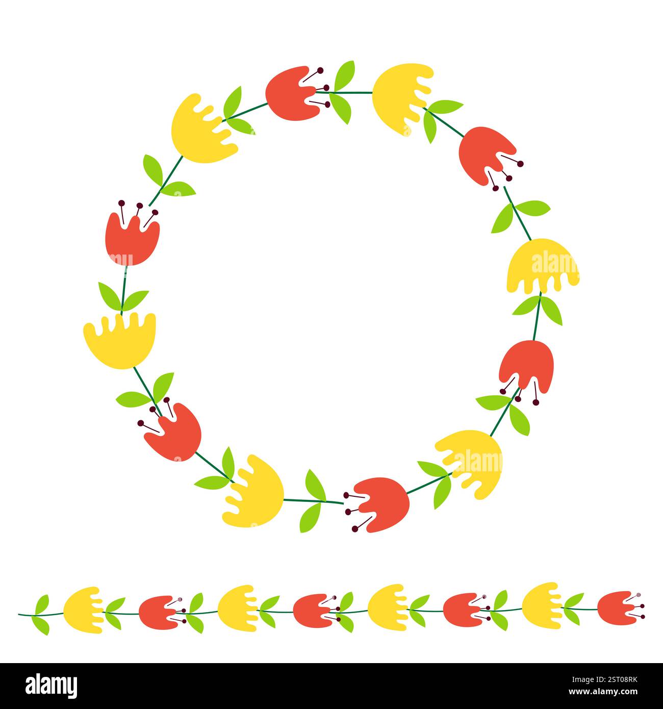 Bright floral wreath design with colorful flowers Stock Vector Image ...