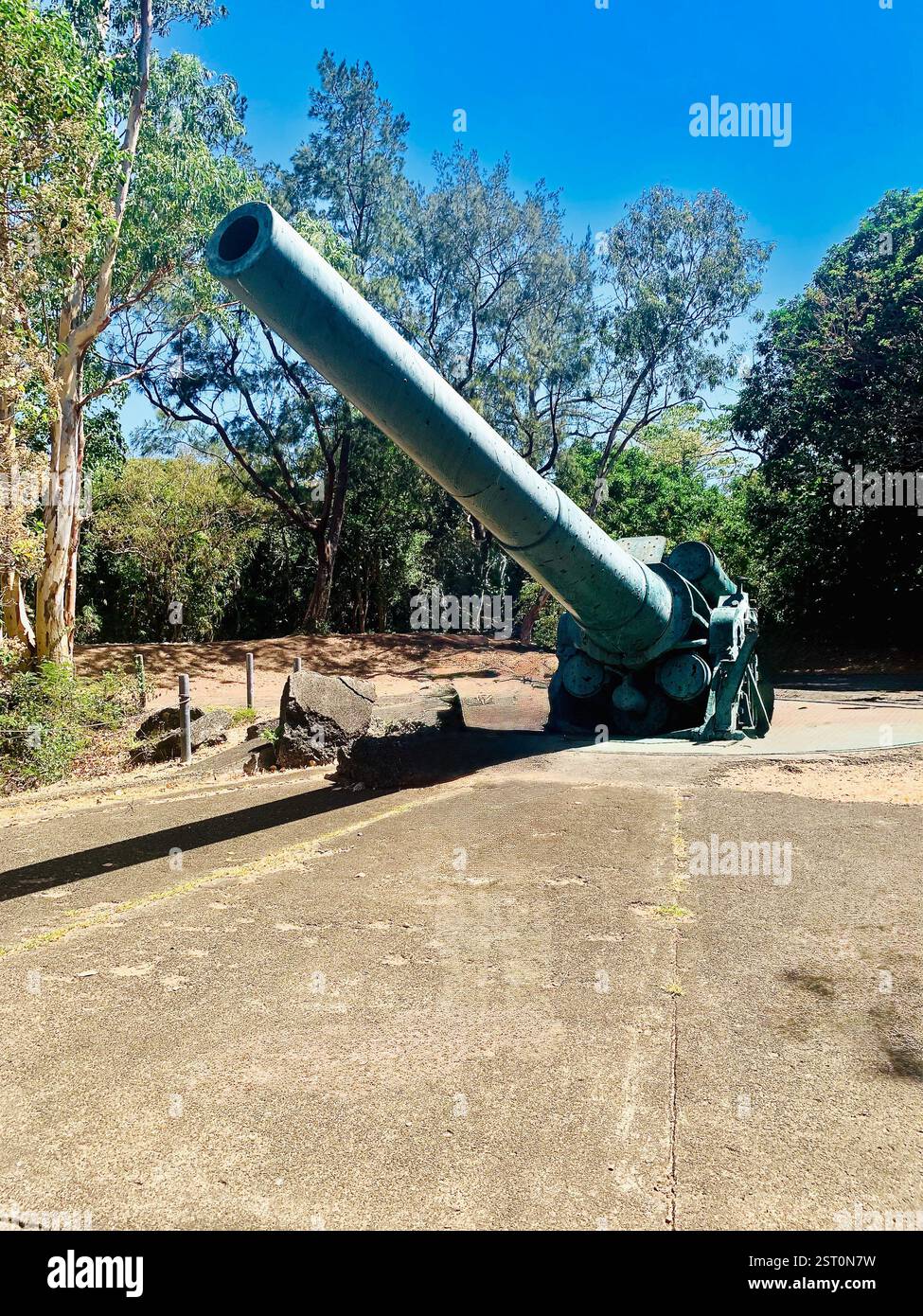 The largest canon on Corregidor island - the 14-inch gun M1907 from World War II - Smartphone Captured Stock Image