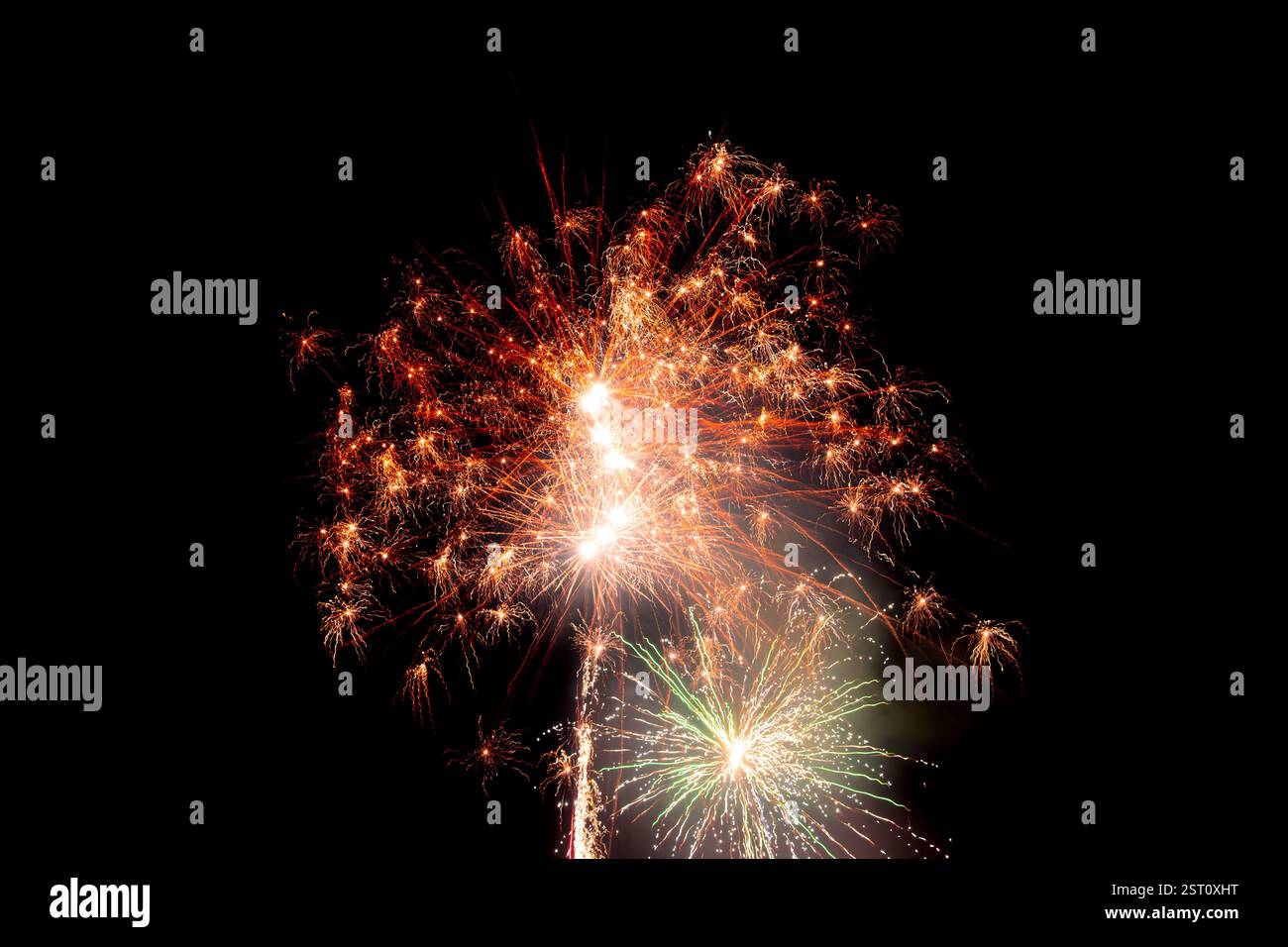Colored fireworks on a black sky Stock Photo