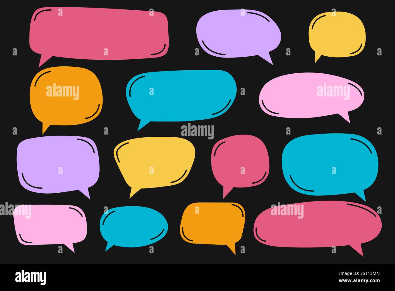 Set of cute speech bubble templates in doodle style. Collection of ...