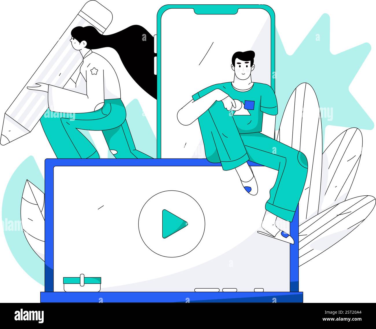 Education and learning people flat vector concept hand drawn ...