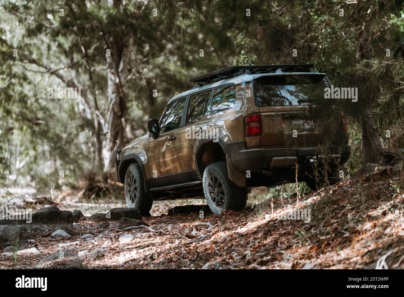 The All-New Toyota LandCruiser Prado driving through a river bed in ...