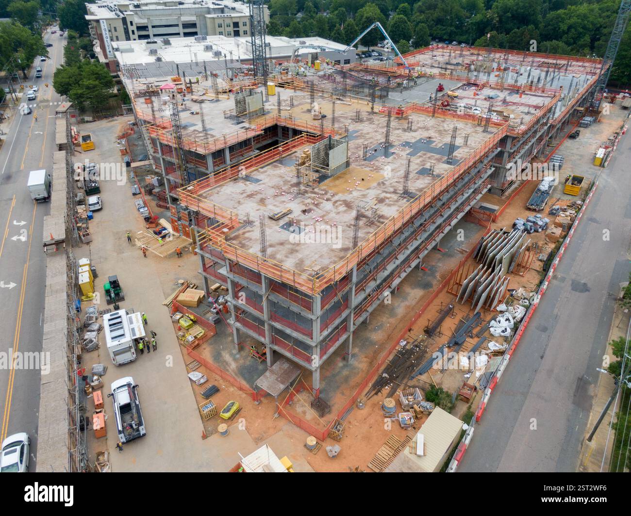 Day Time Drone Images of Large Mixed Use High Rise Under Construction ...