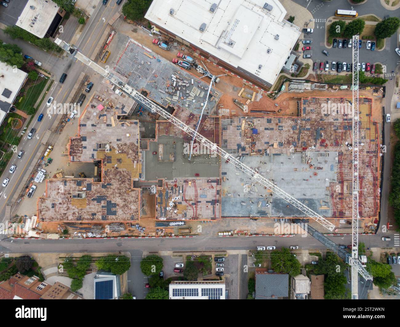 Day Time Drone Images of Large Mixed Use High Rise Under Construction ...
