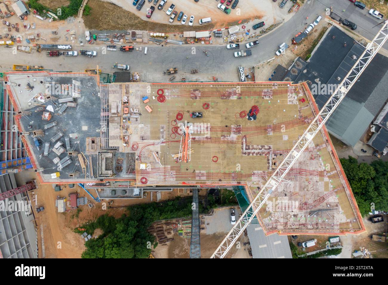 Day Time Drone Images of Large Mixed Use High Rise Under Construction ...