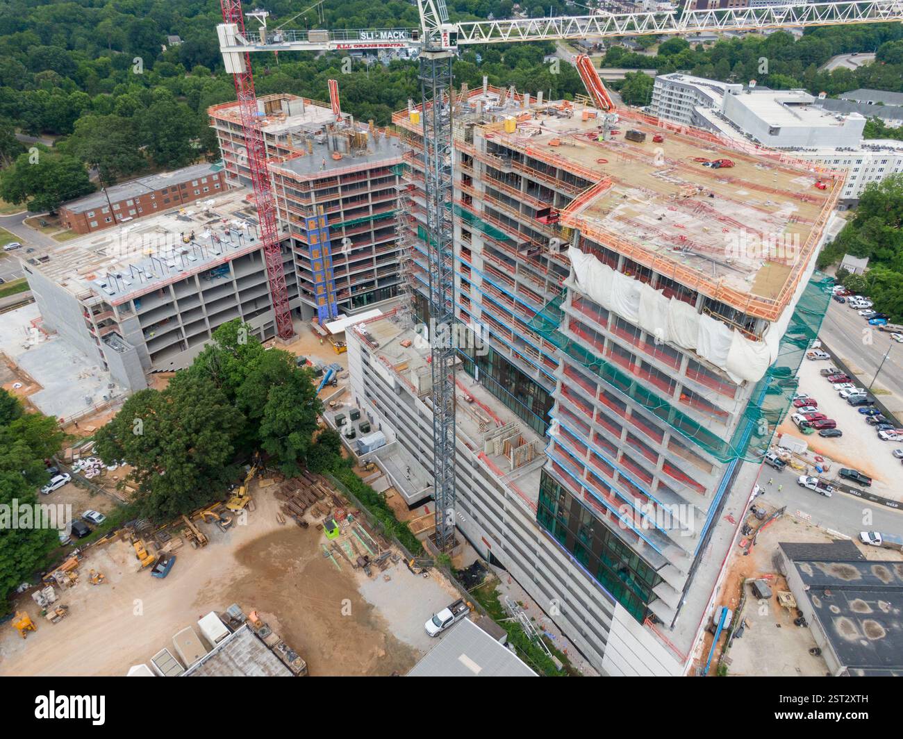 Day Time Drone Images of Large Mixed Use High Rise Under Construction ...