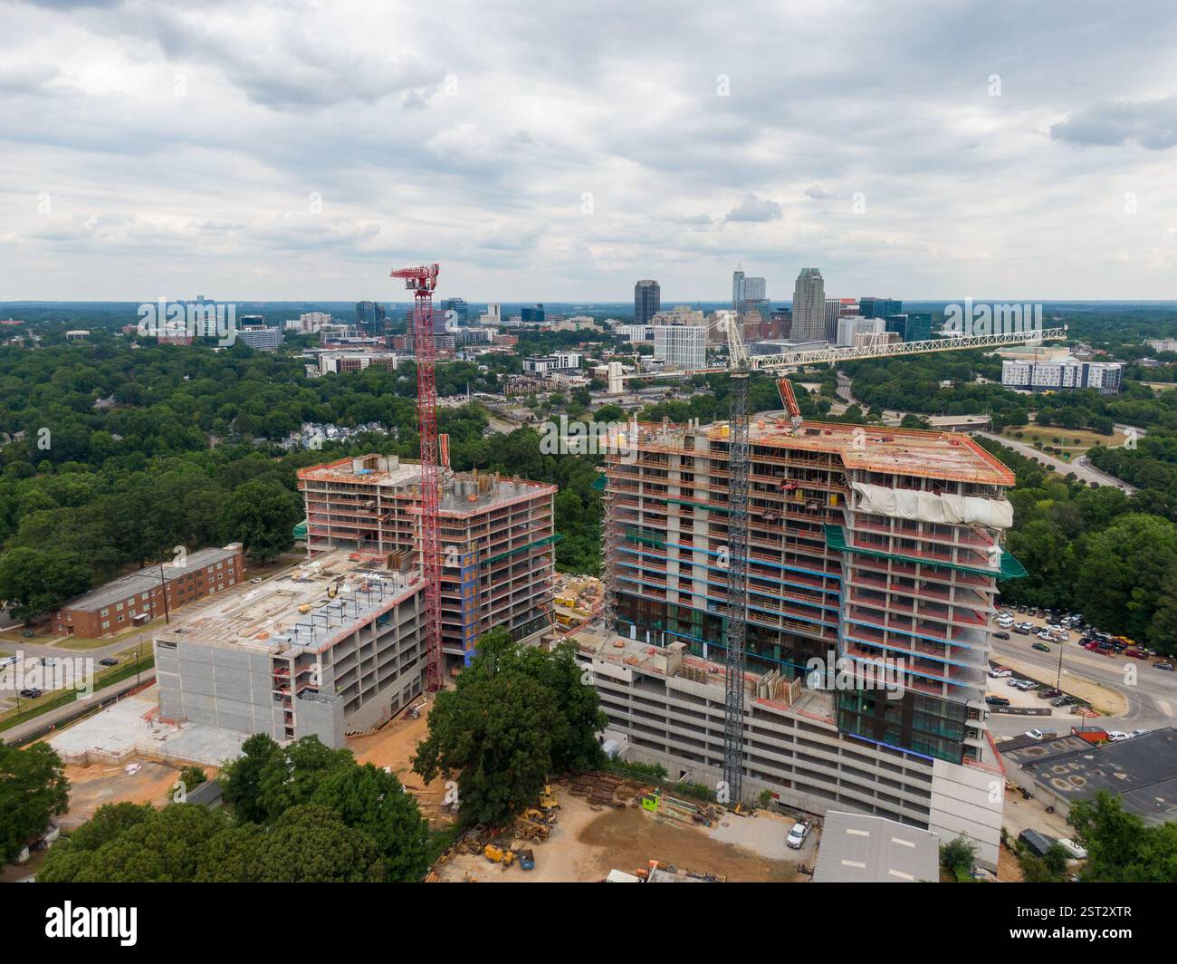 Day Time Drone Images of Large Mixed Use High Rise Under Construction ...