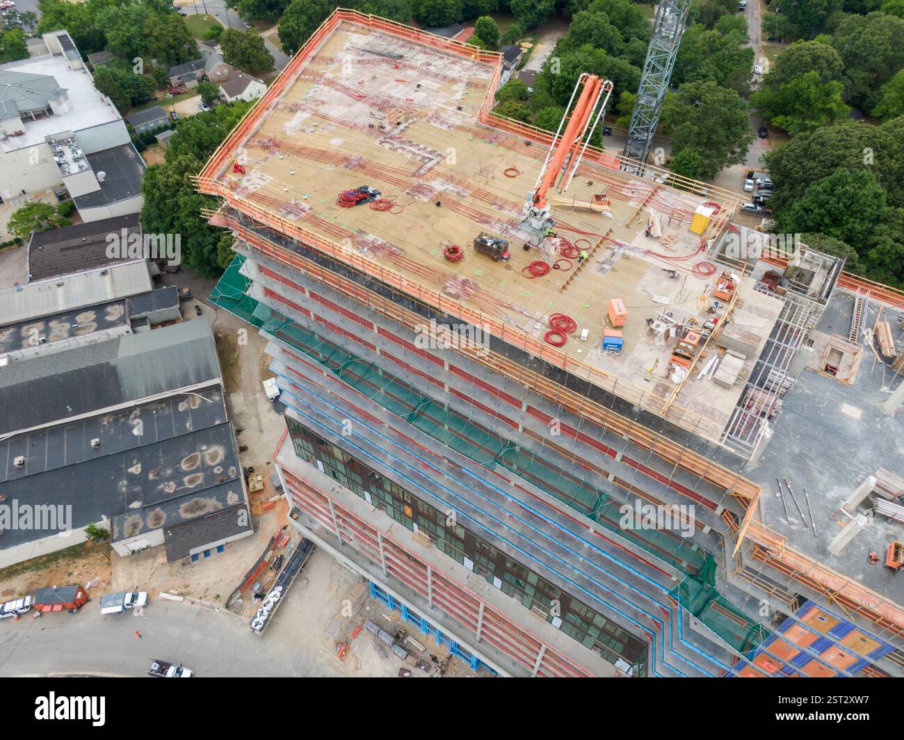 Day Time Drone Images of Large Mixed Use High Rise Under Construction ...