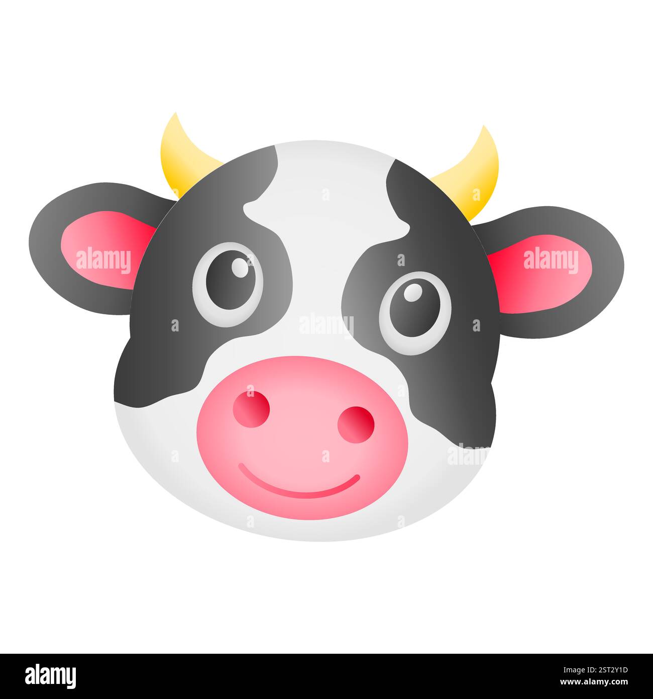 Cute Farm Animal Cow Head Vector. Happy Cow Head Icon Stock Vector ...