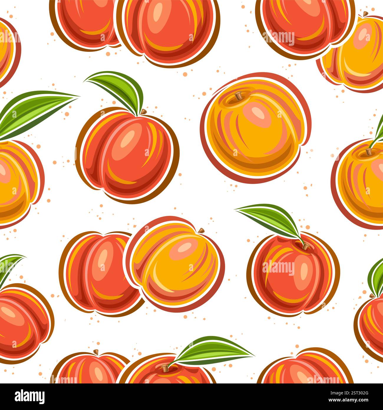 Peach Pattern Vector Ripe whole peaches one Stock Vector Images - Alamy