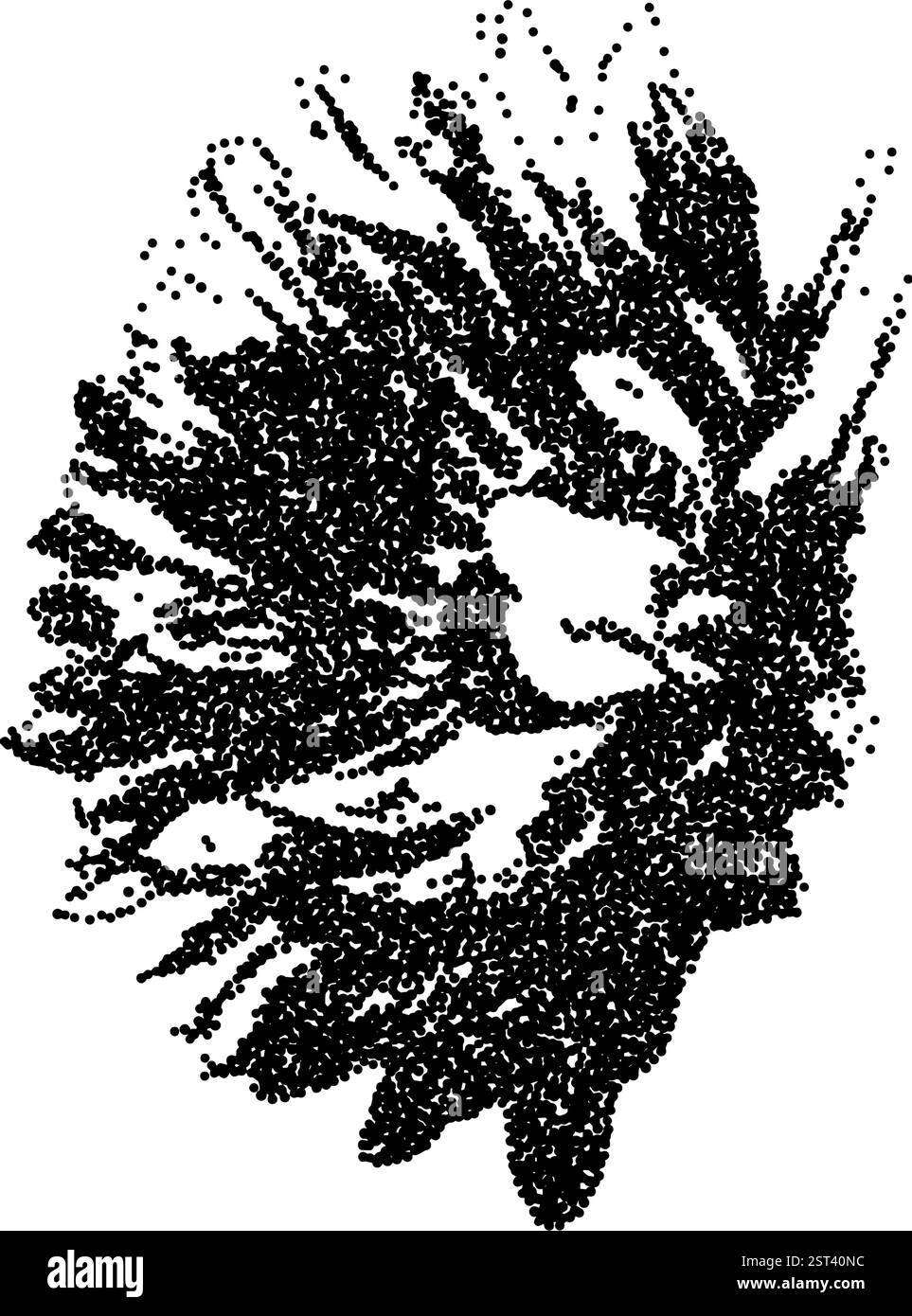 Flower collage sticker. Photocopy monochrome effect chrysanthemum. Brutal dotted retro floral. Stippled botanical element. Vector nature dahlia illust Stock Vector