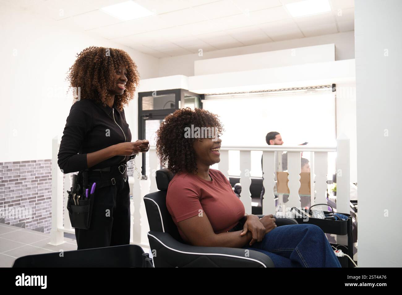 Happy client makeup artist hi-res stock photography and images - Alamy
