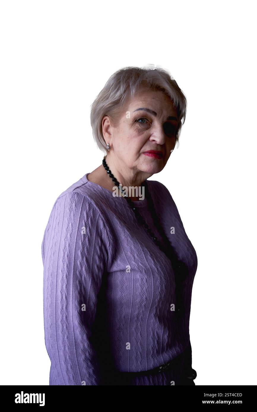 Older woman in purple dress hi-res stock photography and images - Alamy