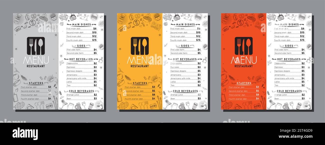 Restaurant menu card template in DL format - vector illustration Stock Vector