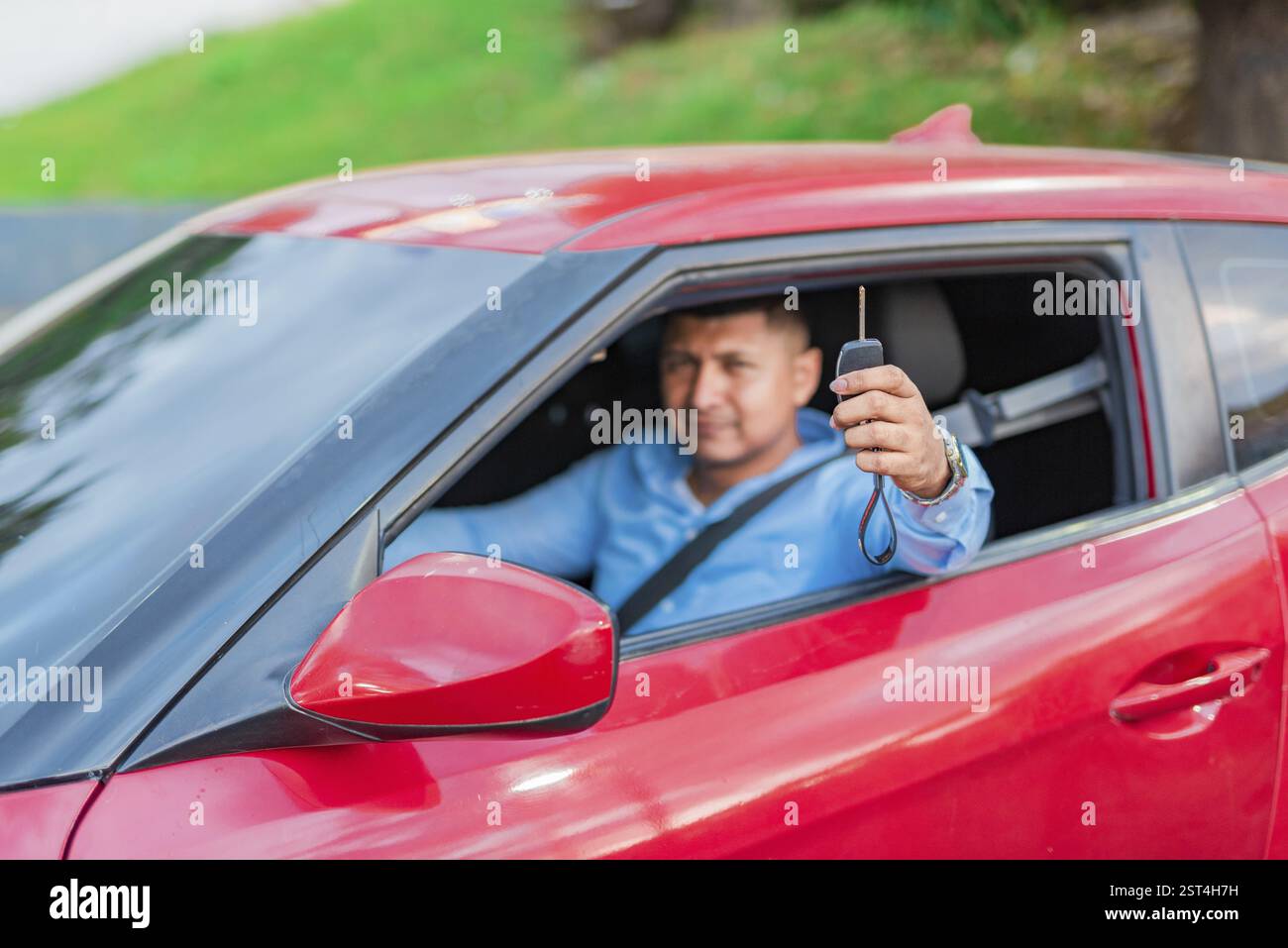Happy driver showing car key. Male driver showing his car keys Stock ...
