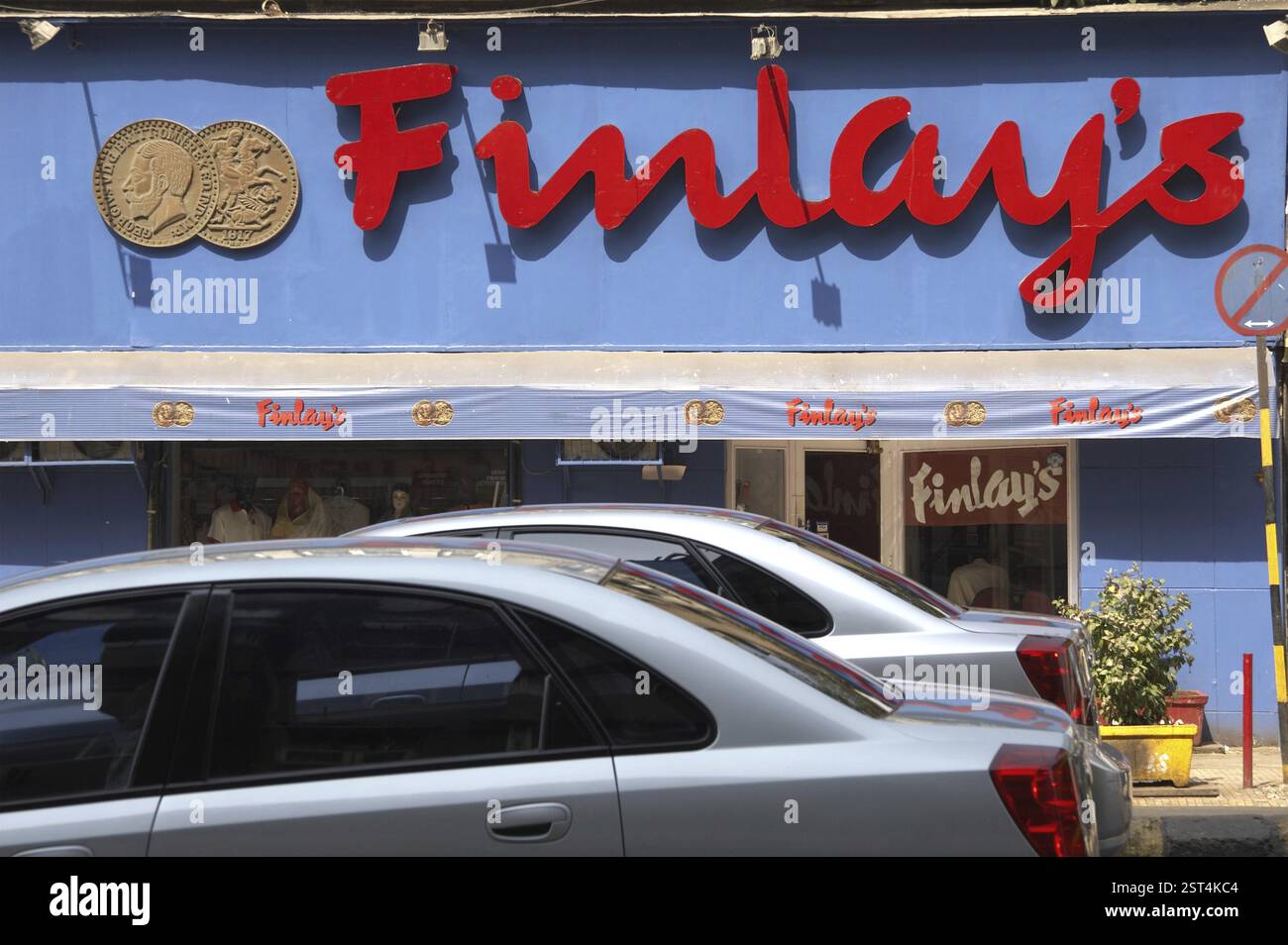 Finlays sign public display of message Stock Photo - Alamy