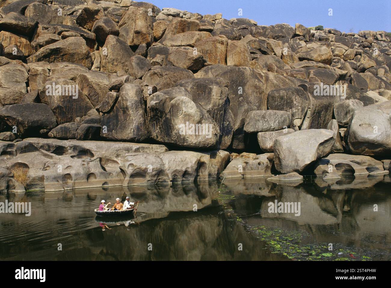 Coracle Ride Hampi Foreigners enjoying coracle ride in Tungabhadra river, Hampi, Hospet ...