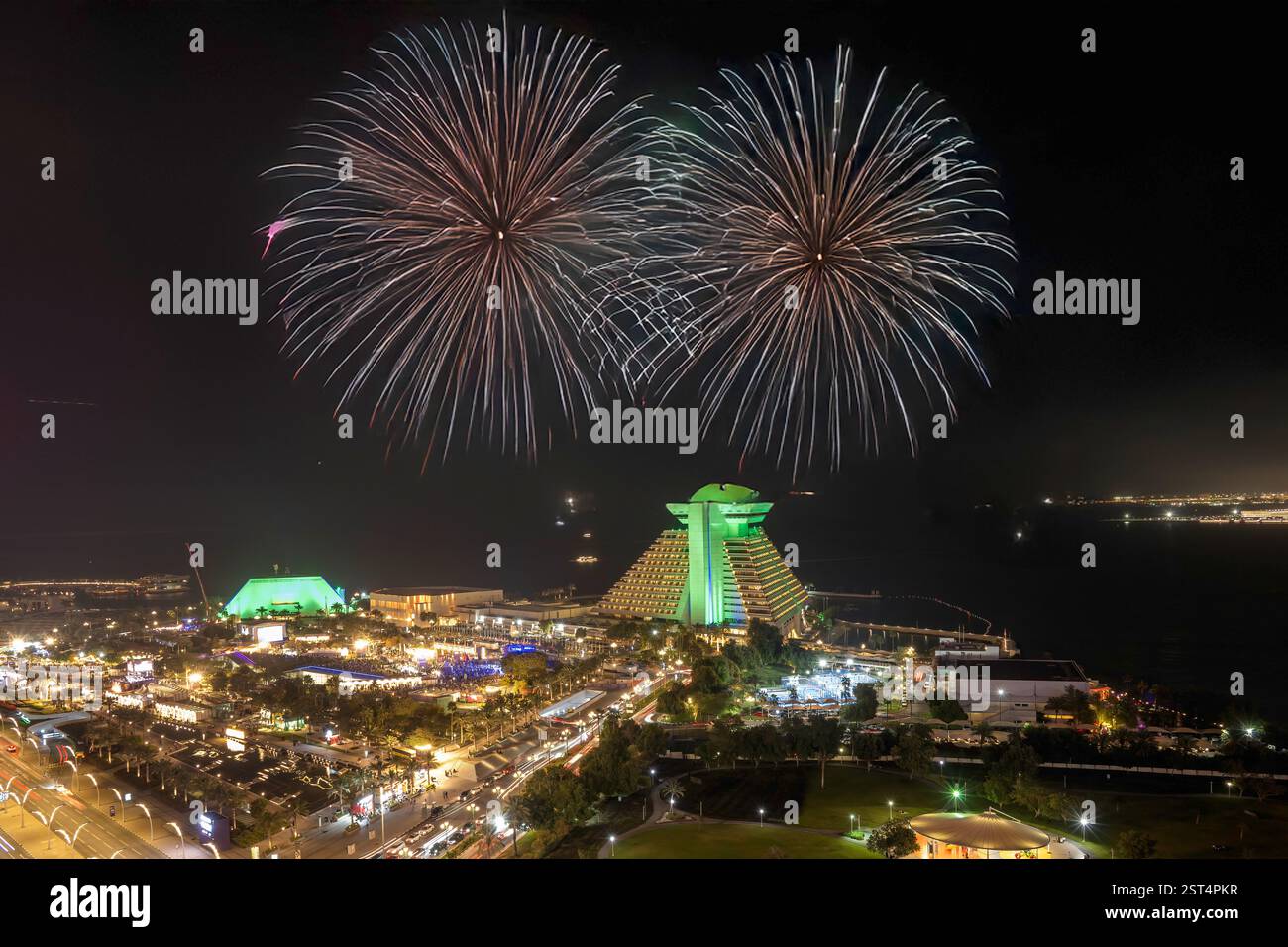 Fireworks at Qatar international Food festival 2025. QIFF 2025 Stock ...