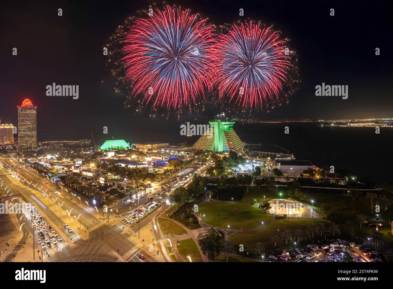 Fireworks at Qatar international Food festival 2025. QIFF 2025 Stock ...