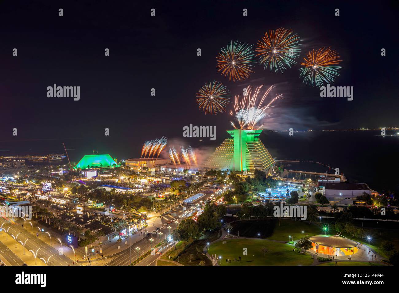 Fireworks at Qatar international Food festival 2025. QIFF 2025 Stock ...